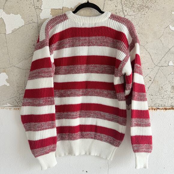 Vtg Striped Sweater Chunky Knit Red White St Johns Bay 90s Retro Holiday Women L - Picture 3 of 8